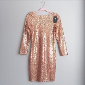 NWT VIJIV Pink Sequin Longsleeve Cocktail Dress